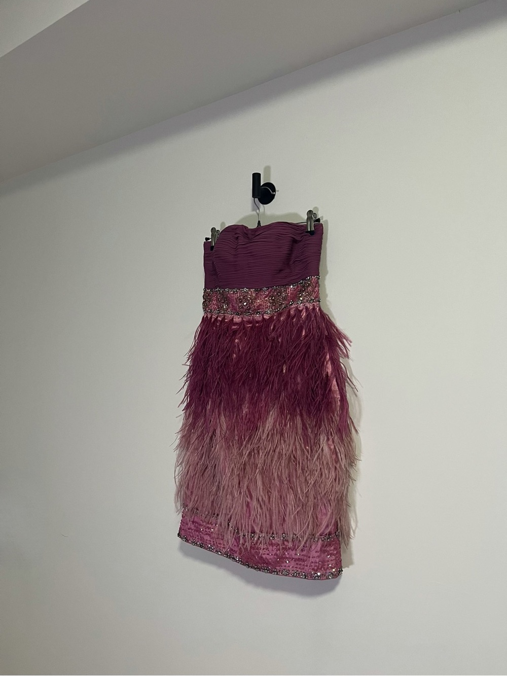 vintage sue wong beaded feather tube dress